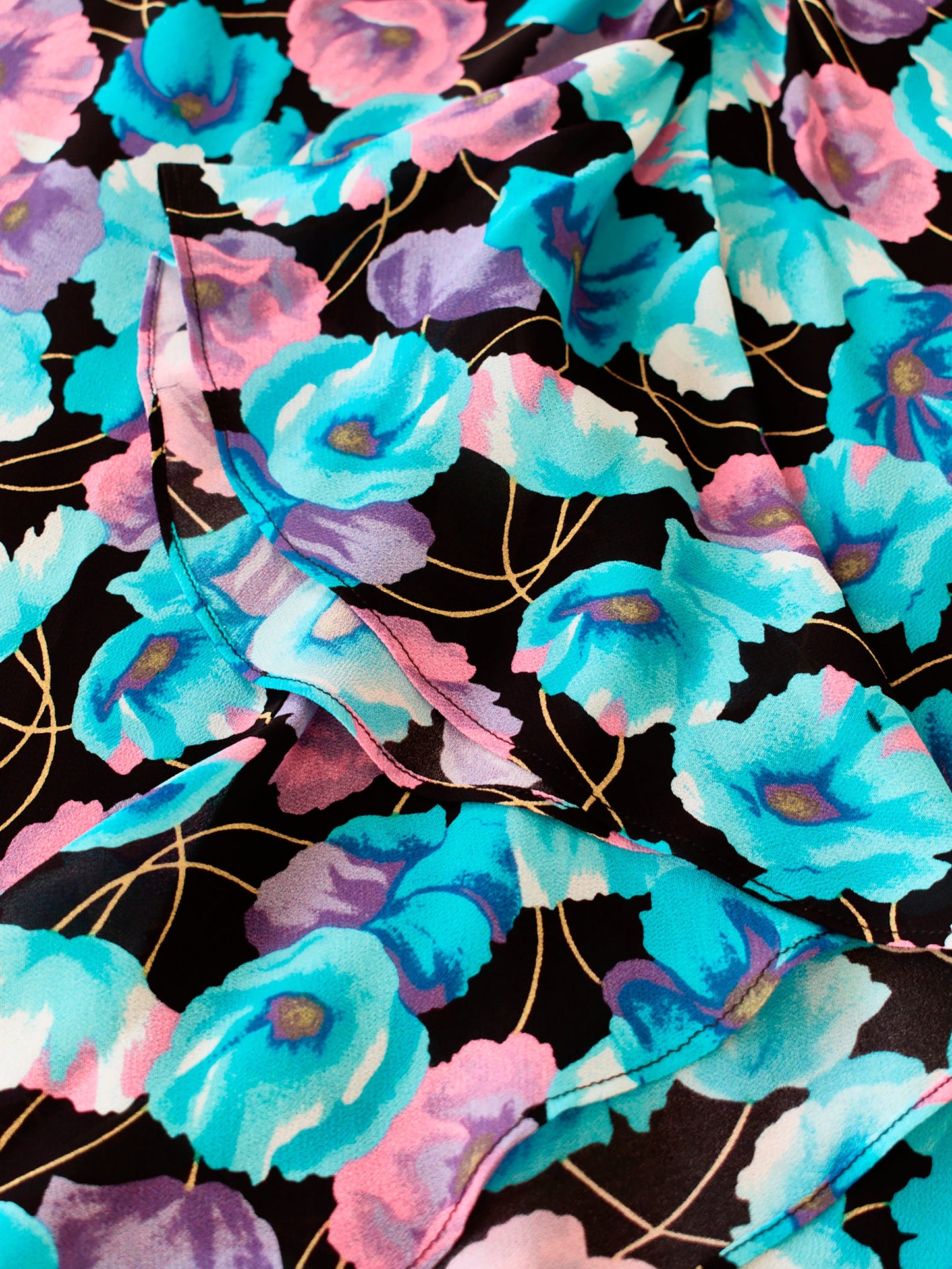 Mia Blue Floral Frill Front Midi Dress