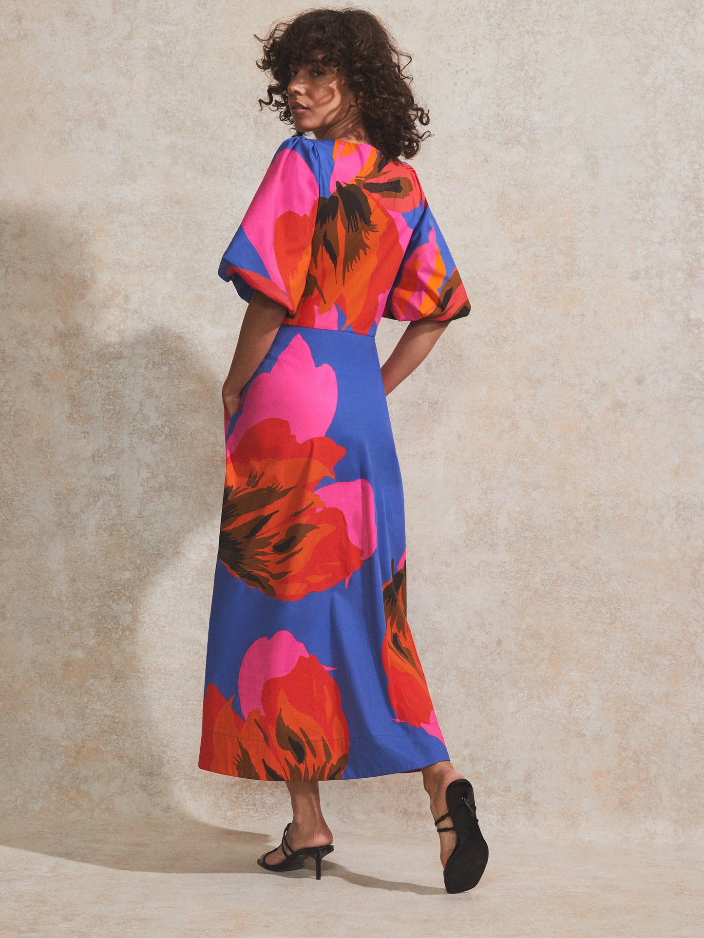 Mina Blue And Pink Floral Cotton-Poplin Dress