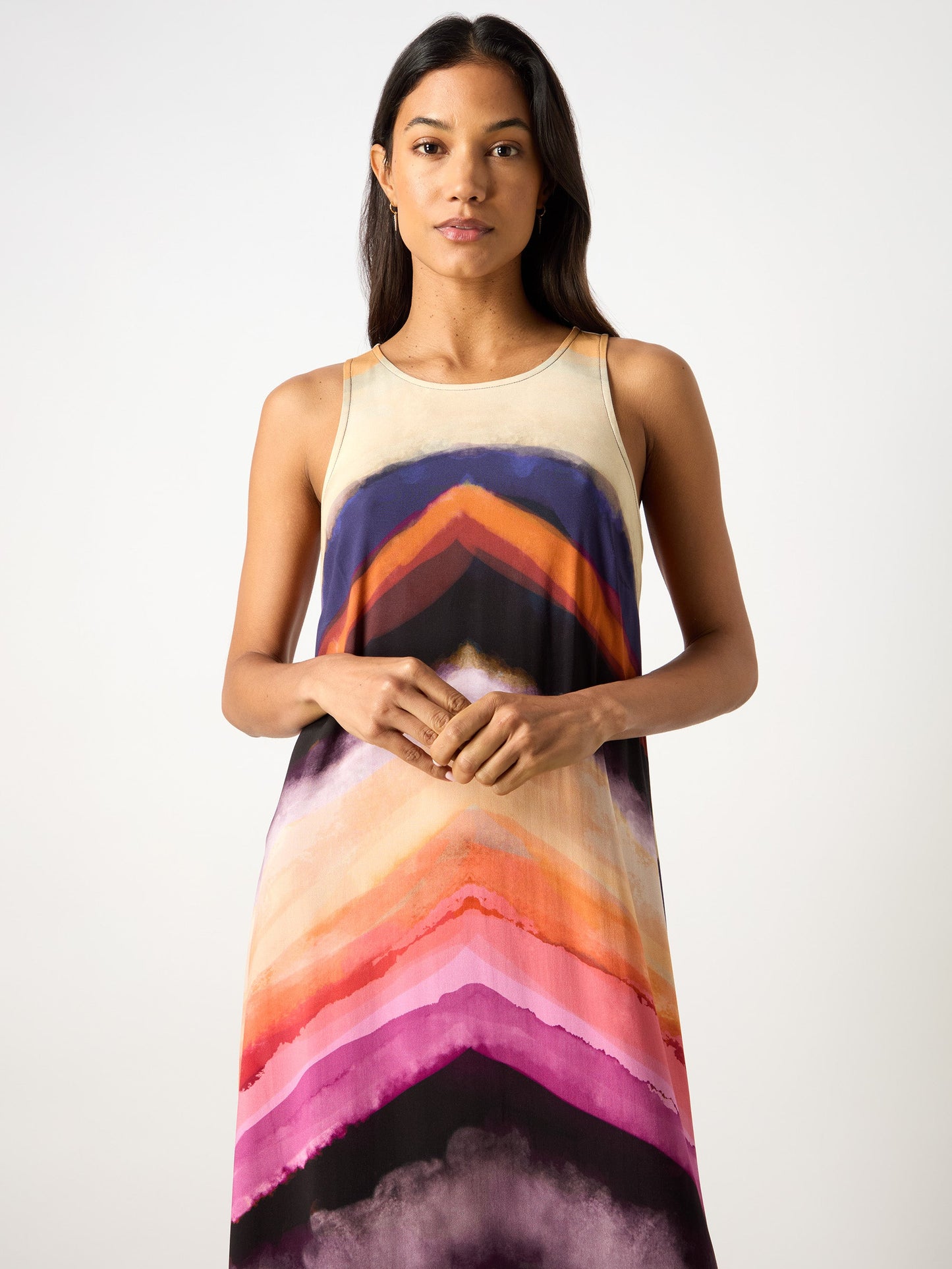 Multi Chevron Stripe Print Dress